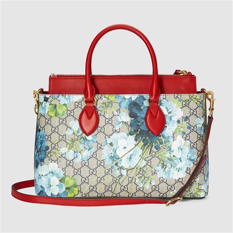 blue gucci tote|Gucci tote blue flowers.